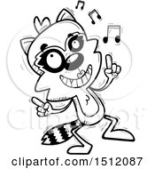 Clipart Of A Black And White Happy Dancing Female Raccoon Royalty Free Vector Illustration