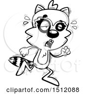 Poster, Art Print Of Black And White Tired Running Female Raccoon