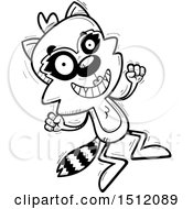 Clipart Of A Black And White Jumping Female Raccoon Royalty Free Vector Illustration