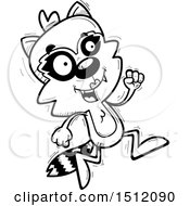 Clipart Of A Black And White Running Female Raccoon Royalty Free Vector Illustration