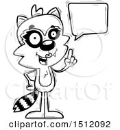 Poster, Art Print Of Black And White Happy Talking Female Raccoon