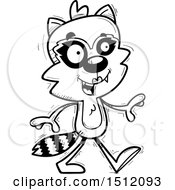 Clipart Of A Black And White Happy Walking Female Raccoon Royalty Free Vector Illustration