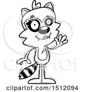 Clipart Of A Black And White Friendly Waving Female Raccoon Royalty Free Vector Illustration
