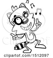Poster, Art Print Of Black And White Happy Dancing Male Raccoon