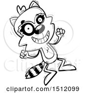Clipart Of A Black And White Jumping Male Raccoon Royalty Free Vector Illustration