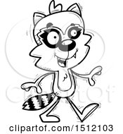 Poster, Art Print Of Black And White Happy Walking Male Raccoon