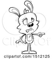 Clipart Of A Black And White Mad Pointing Female Rabbit Royalty Free Vector Illustration