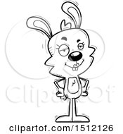 Clipart Of A Black And White Confident Female Rabbit Royalty Free Vector Illustration