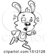 Clipart Of A Black And White Tired Running Female Rabbit Royalty Free Vector Illustration