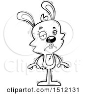 Clipart Of A Black And White Sad Female Rabbit Royalty Free Vector Illustration