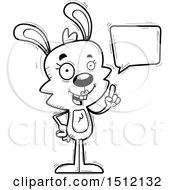 Clipart Of A Black And White Happy Talking Female Rabbit Royalty Free Vector Illustration