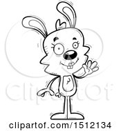 Clipart Of A Black And White Friendly Waving Female Rabbit Royalty Free Vector Illustration