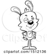 Clipart Of A Black And White Confident Male Rabbit Royalty Free Vector Illustration