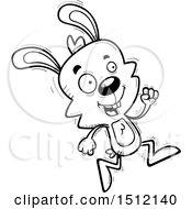 Clipart Of A Black And White Running Male Rabbit Royalty Free Vector Illustration