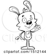 Clipart Of A Black And White Friendly Waving Male Rabbit Royalty Free Vector Illustration