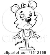 Clipart Of A Black And White Sad Female Mouse Royalty Free Vector Illustration