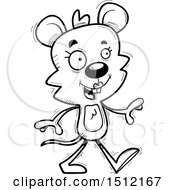 Clipart Of A Black And White Happy Walking Female Mouse Royalty Free Vector Illustration
