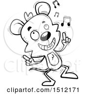 Clipart Of A Black And White Happy Dancing Male Mouse Royalty Free Vector Illustration