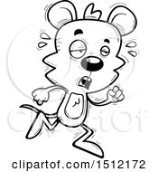 Clipart Of A Black And White Tired Running Male Mouse Royalty Free Vector Illustration