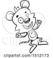 Clipart Of A Black And White Jumping Male Mouse Royalty Free Vector Illustration