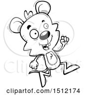 Clipart Of A Black And White Running Male Mouse Royalty Free Vector Illustration