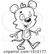 Clipart Of A Black And White Happy Walking Male Mouse Royalty Free Vector Illustration