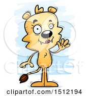 Clipart Of A Friendly Waving Lioness Royalty Free Vector Illustration