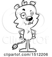 Clipart Of A Black And White Confident Lioness Royalty Free Vector Illustration
