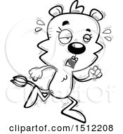 Clipart Of A Black And White Tired Running Lioness Royalty Free Vector Illustration