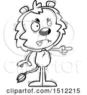 Clipart Of A Black And White Mad Pointing Male Lion Royalty Free Vector Illustration