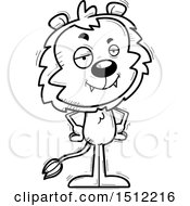 Clipart Of A Black And White Confident Male Lion Royalty Free Vector Illustration