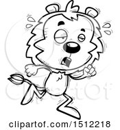 Clipart Of A Black And White Tired Running Male Lion Royalty Free Vector Illustration