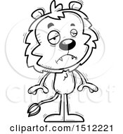 Clipart Of A Black And White Sad Male Lion Royalty Free Vector Illustration
