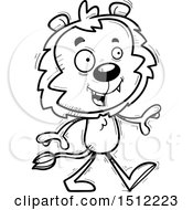 Poster, Art Print Of Black And White Happy Walking Male Lion