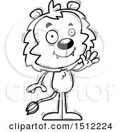 Poster, Art Print Of Black And White Friendly Waving Male Lion