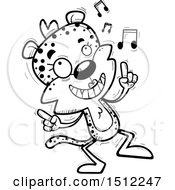 Clipart Of A Black And White Happy Dancing Female Leopard Royalty Free Vector Illustration