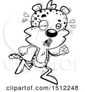 Clipart Of A Black And White Tired Running Female Leopard Royalty Free Vector Illustration