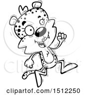 Clipart Of A Black And White Running Female Leopard Royalty Free Vector Illustration