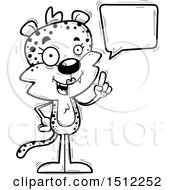 Clipart Of A Black And White Happy Talking Female Leopard Royalty Free Vector Illustration