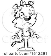 Clipart Of A Black And White Sad Male Leopard Royalty Free Vector Illustration