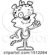Clipart Of A Black And White Friendly Waving Male Leopard Royalty Free Vector Illustration