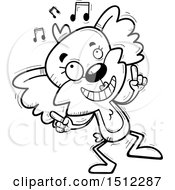 Clipart Of A Black And White Happy Dancing Female Koala Royalty Free Vector Illustration