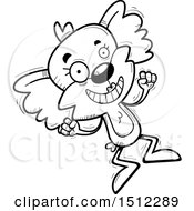 Clipart Of A Black And White Jumping Female Koala Royalty Free Vector Illustration