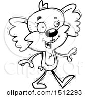 Clipart Of A Black And White Happy Walking Female Koala Royalty Free Vector Illustration