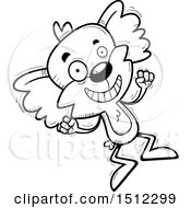 Clipart Of A Black And White Jumping Male Koala Royalty Free Vector Illustration