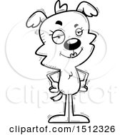 Clipart Of A Black And White Confident Female Dog Royalty Free Vector Illustration