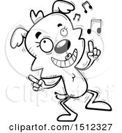 Clipart Of A Black And White Happy Dancing Female Dog Royalty Free Vector Illustration