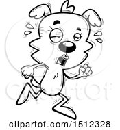 Clipart Of A Black And White Tired Running Female Dog Royalty Free Vector Illustration