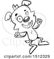 Clipart Of A Black And White Jumping Female Dog Royalty Free Vector Illustration