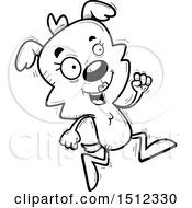 Clipart Of A Black And White Running Female Dog Royalty Free Vector Illustration